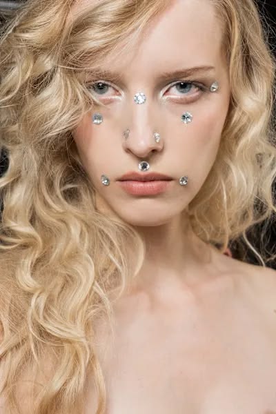 Beauty portrait with crystal appliqués